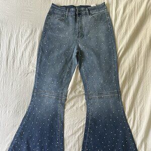 SHEIN Flared Rhinestone Jeans Size L – New Without Tags